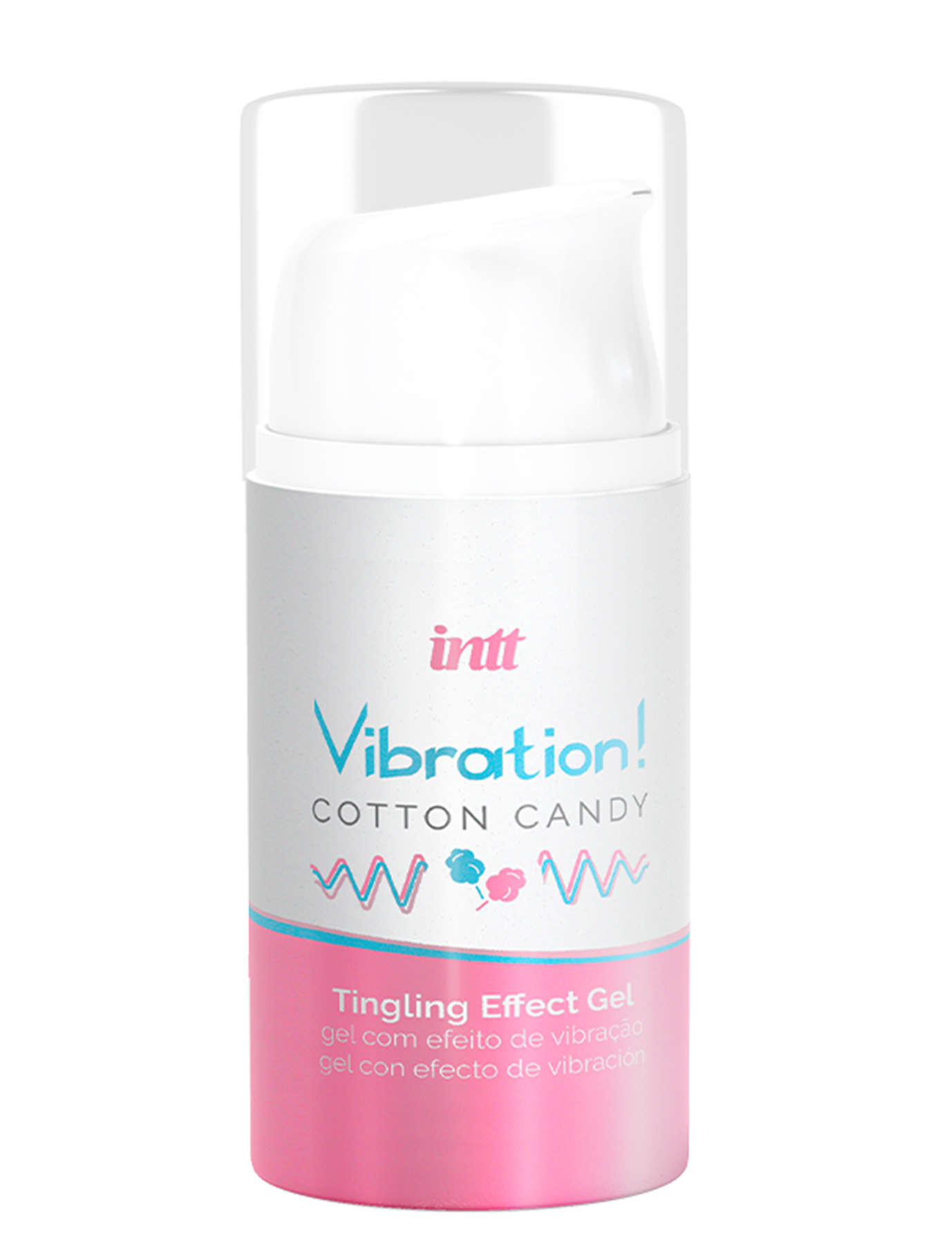 Intt vibration Cotton candy - Жидкий интимный гель с эффектом вибрации Сахарная вата, 15 мл