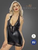 Noir Handmade Powerwetlook mini-dress - эротическое мини-платье с кружевной отделкой, S (чёрный)