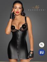 Noir Handmade Powerwetlook mini-dress - Мини-платье с кружевным лифом и двусторонней молнией, XL (чёрный)