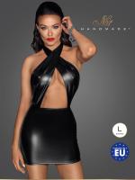 Noir Handmade Powerwetlook halter mini-dress - эротическое мини-платье, L (чёрный)