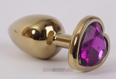 Luxurious Tail - Анальная пробочка с камнем в виде сердечка, 7.5 см (голубой) 