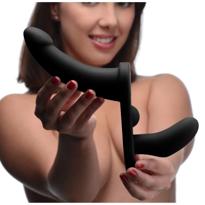 Double Take - двухсторонний страпон с вибрацией, 14х4.3 см