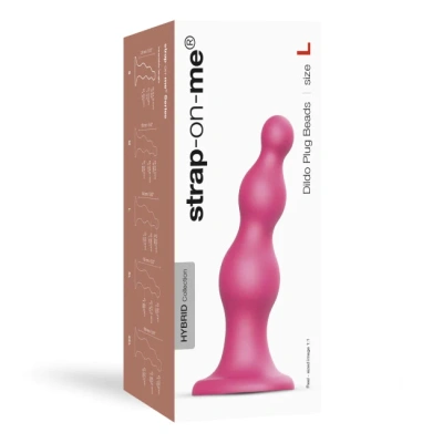 Strap-On-Me Dildo Plug Beads Framboise Metallic L - Фаллоимитатор, 14,8 см (розовый)