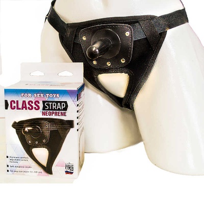 LoveToy Class Strap - Универсальные трусики со штырьком из неопрена (черный)