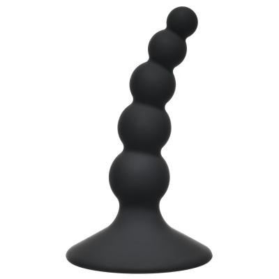 Lola Games Ribbed Plug Black - Анальная пробка ёлочка на присоске, 10.5х2.4 см (чёрный) 