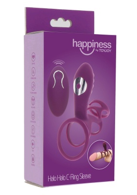 Toy Joy Halo Halo C-Ring Sleeve - эрекционная вибронасадка с дистанционным управлением, 6.2х5 см (фиолетовый)