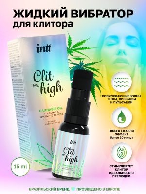 Intt Clit Me On High Cannabis Oil - Согревающий жидкий вибратор для клитора, 15мл