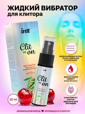 Intt Clit Me On Red Fruits - Согревающий жидкий вибратор для клитора с вкусом вишни, 12 мл