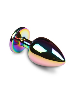 Пикантные штучки - большая яркая анальная пробка с кристаллом, 8х3.5 см (белый) 