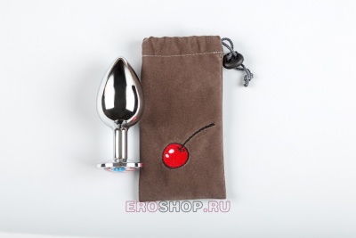 Большая стальная анальная пробка с флагом США, 4 см (серебристый)