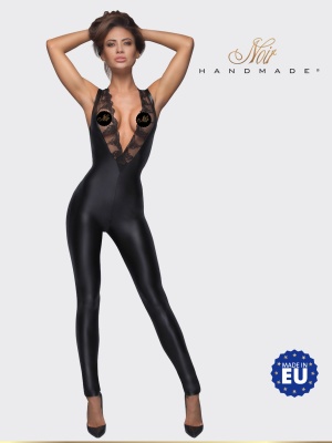 Noir Handmade Sleeveless powerwetlook - эксклюзивный комбинезон с кружевом и двусторонней молнией, M (чёрный)