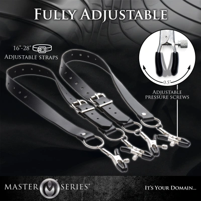 Master Series - расширяющие ремни с зажимами для половых губ