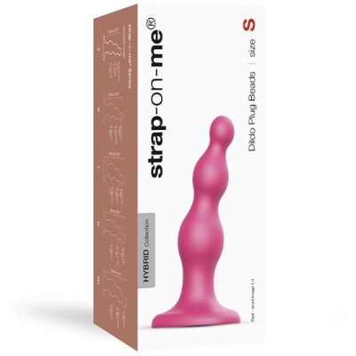 Strap-On-Me Dildo Plug Beads Framboise Metallic S - Фаллоимитатор, 12,8 см (розовый) 