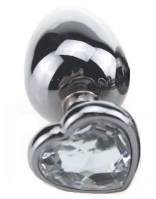 4sexdream - Большая пробка с сердечком в основании и стразом, 9см (прозрачный)