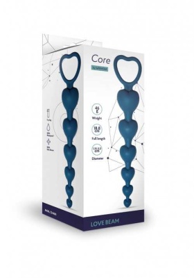 Love Beam Core - Анальная цепочка с кольцом, 19х3.2 см. (синяя)