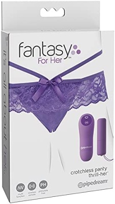 Комплект: вибропуля на пульте ДУ и трусики Fantasy For Her Crotchless Panty - Pipedream 
