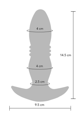 Toy Joy The Tough Thrusting Vibr Plug - анальная вибропробка с толчками и дистанционным управлением, 14.5х4 см (синий)
