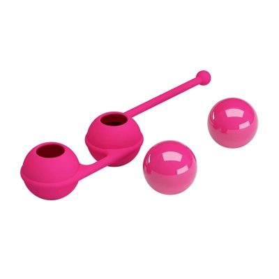 Kegel Tighten Up III Pretty Love Baile - Шарики вагинальные на плотной силиконовой сцепке из коллекции, 3.5 см (розовый)