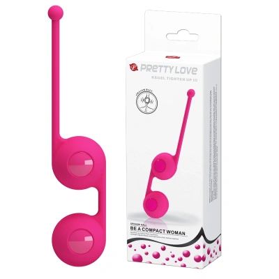 Kegel Tighten Up III Pretty Love Baile - Шарики вагинальные на плотной силиконовой сцепке из коллекции, 3.5 см (розовый)
