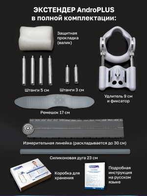 Набор для увеличения члена - экстендер Androplus, гидропомпа Bathmate и Titan Gel, до +5 см 