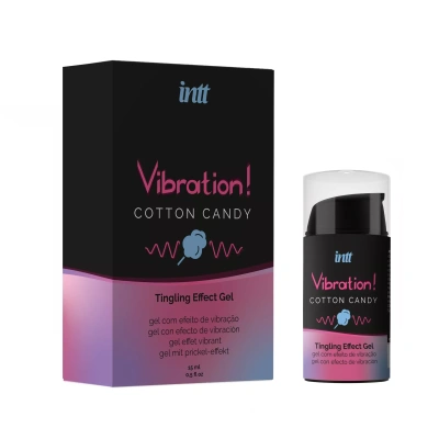Intt Vibration Cotton Candy - Жидкий интимный гель с эффектом вибрации Сахарная вата, 15 мл