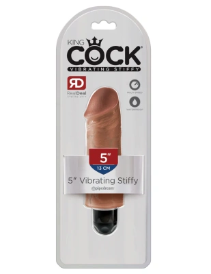 Pipedream King Cock 5 Vibrating Stiffy - реалистичный вибратор, 16.5х3.8 см (коричневый)