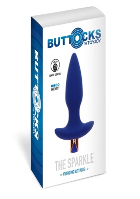 Toy Joy The Sparkle Buttplug - анальная вибропробка с дистанционным управлением, 13.5х3.5 см (синий)
