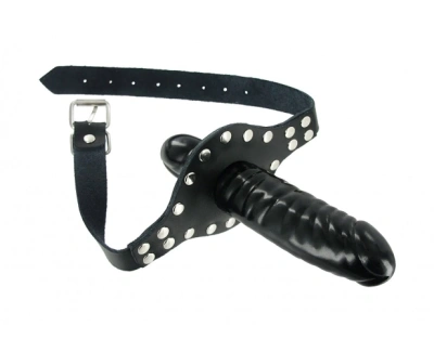 Strict Leather - Кляп-фаллос со страпоном, 12 см 