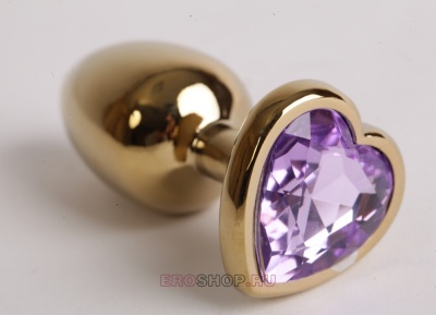 Luxurious Tail - Анальная пробочка с камнем в виде сердечка, 7.5 см (голубой) 