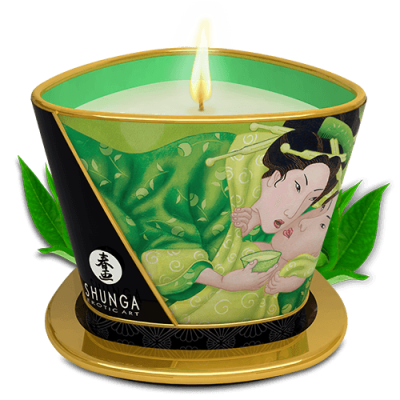 Shunga Massage Candle - Ароматизированная свечка для массажа, 170 мл  (зелёный чай)