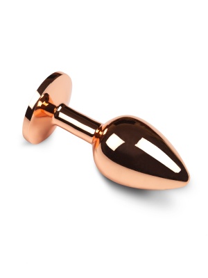 Пикантные штучки - маленькая золотая анальная пробка с кристаллом, 6х2.5 см (белый) 